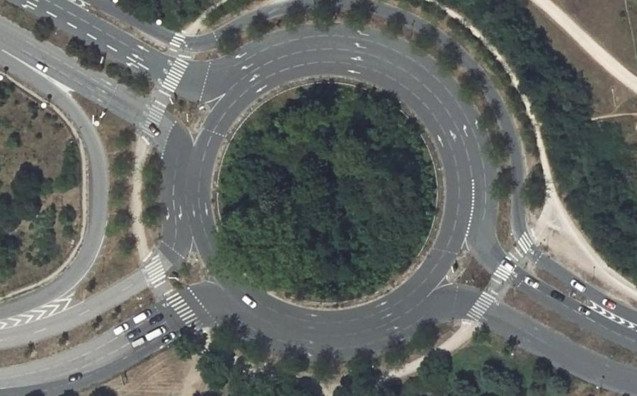 Vue aérienne du Rond-Point de la Feyssine