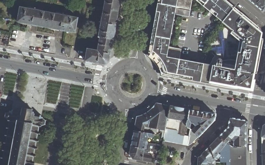 Vue aérienne du Place des Quatre z'Horloges