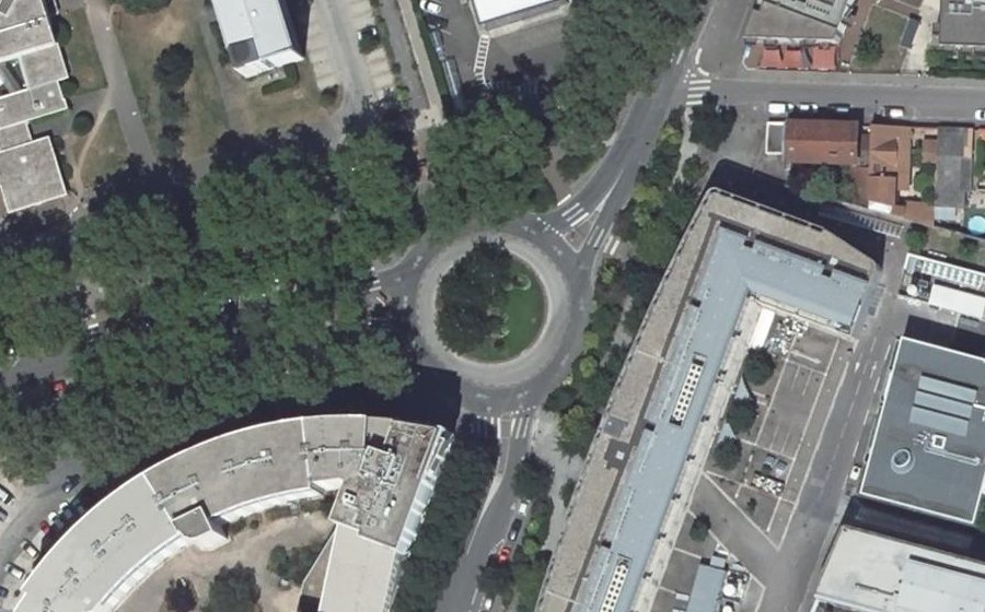 Vue aérienne du Rond-point de La Doua