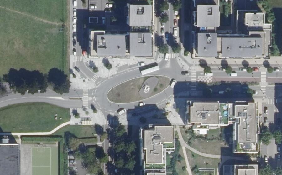 Vue aérienne du Place du Lieutenant-Colonel Arnaud Beltrame