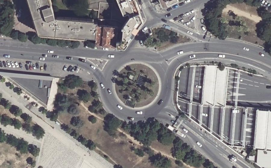 Vue aérienne du Rond-Point de l'Europe Marcel Brion