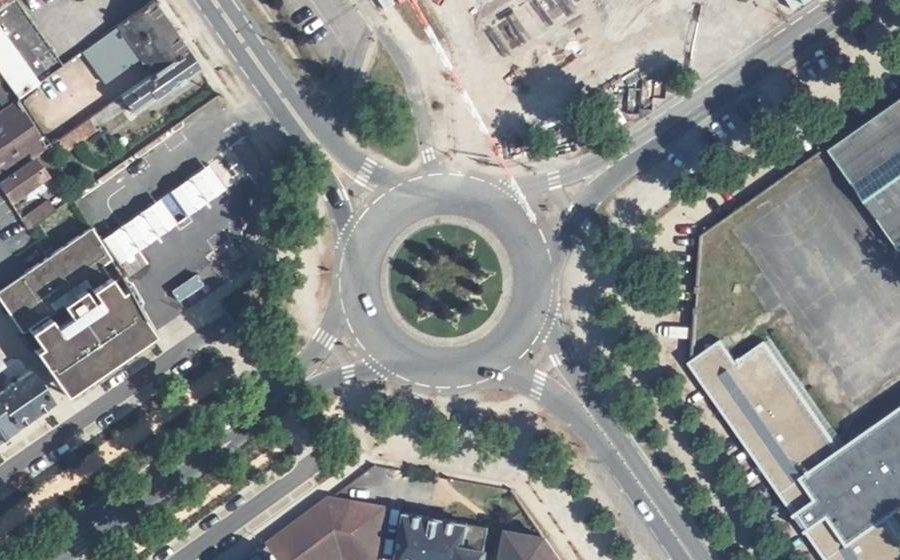 Vue aérienne du Rond-Point Georges Pompidou