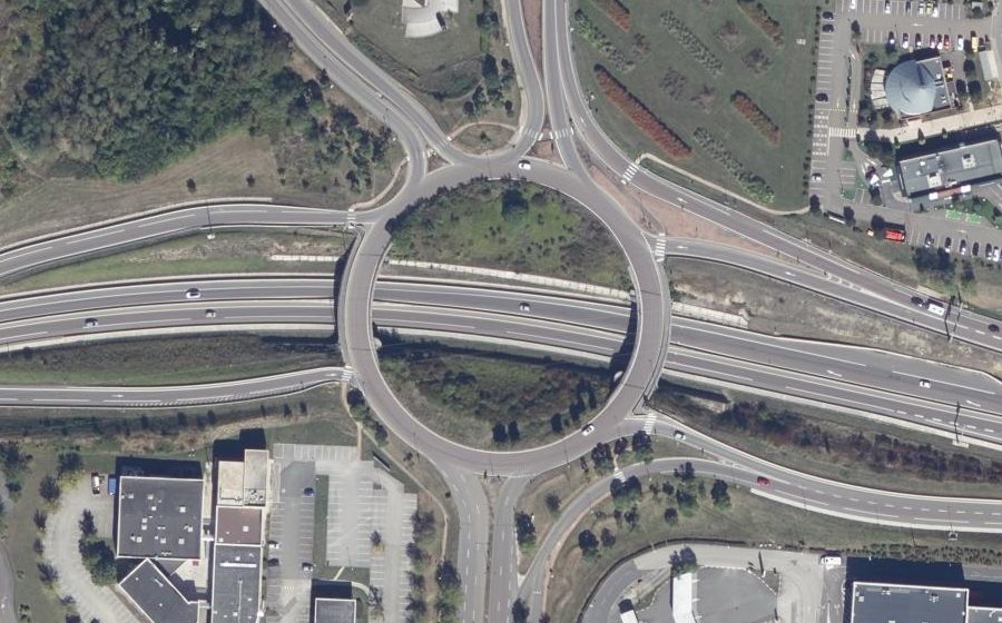 Vue aérienne du Rond-Point Georges Pompidou