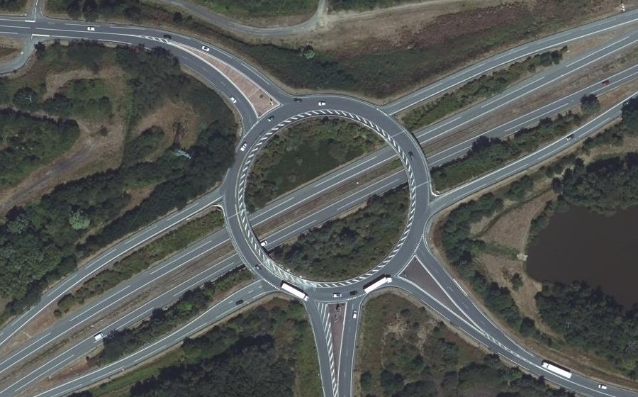 Vue aérienne du Rond-Point d'Auvours