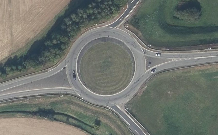 Vue aérienne du Rond-Point Route de Messac