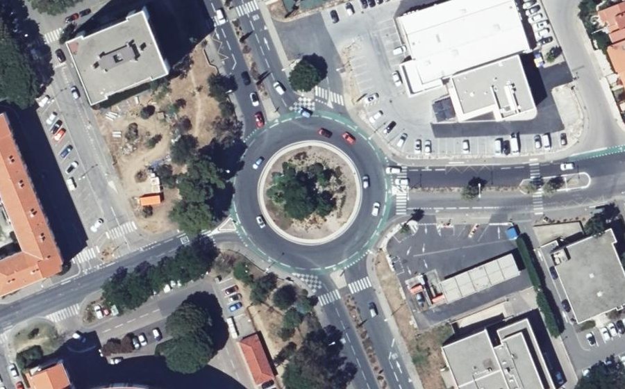Vue aérienne du Rond-Point des Palmes Académiques