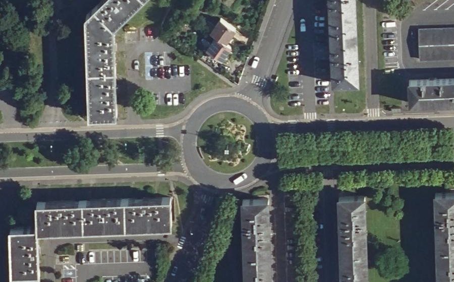 Vue aérienne du Carrefour d'Elbląg