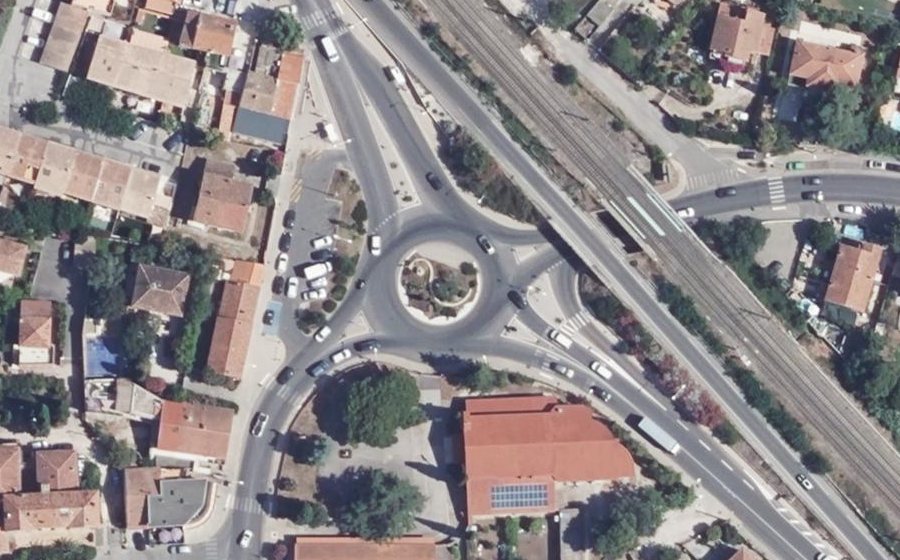 Vue aérienne du Rond-Point de la 1re D.F.L.