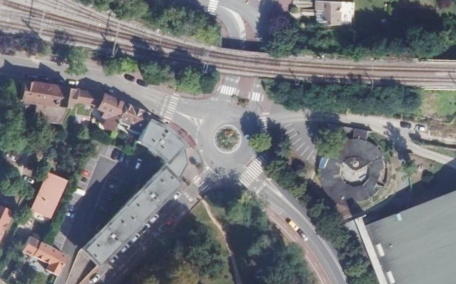 Vue aérienne du Carrefour des Droits de l'Homme
