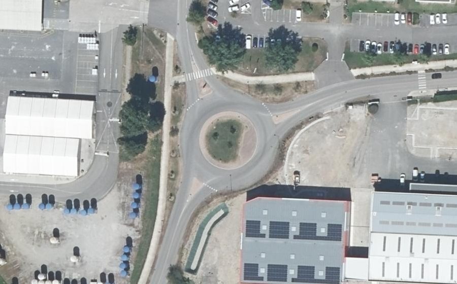 Vue aérienne du Rond-Point Émile-Desautel