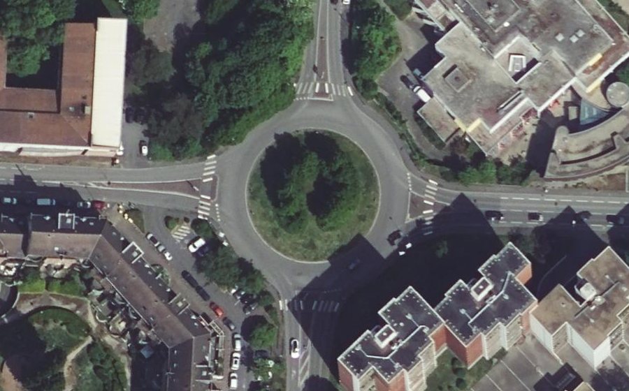 Vue aérienne du Rond-Point du Forum