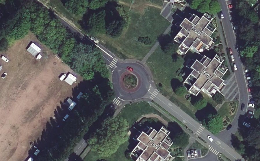 Vue aérienne du Rond-Point de la Contrescarpe