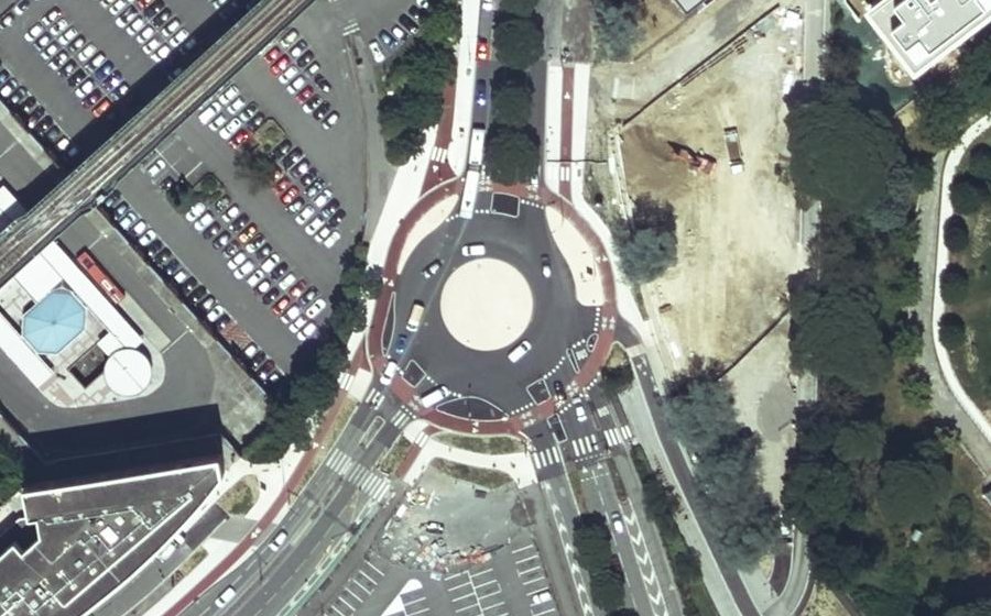 Vue aérienne du Rond-Point du Capitaine Alfred Dreyfus