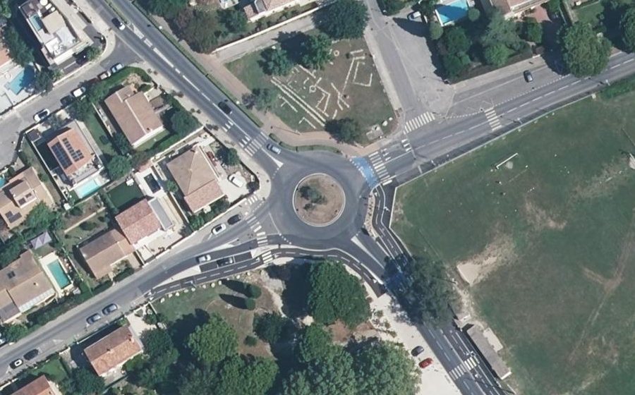 Vue aérienne du Rond-Point des Arènes