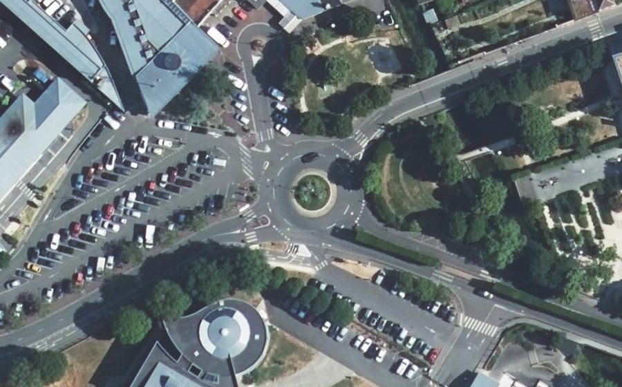 Vue aérienne du Rond point de l'Odyssée