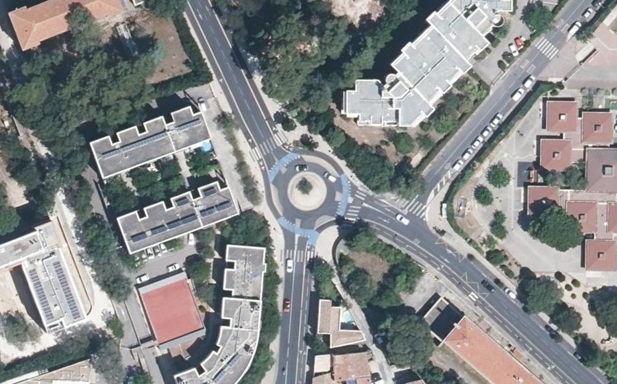 Vue aérienne du Rond-Point Odette Branger Capion