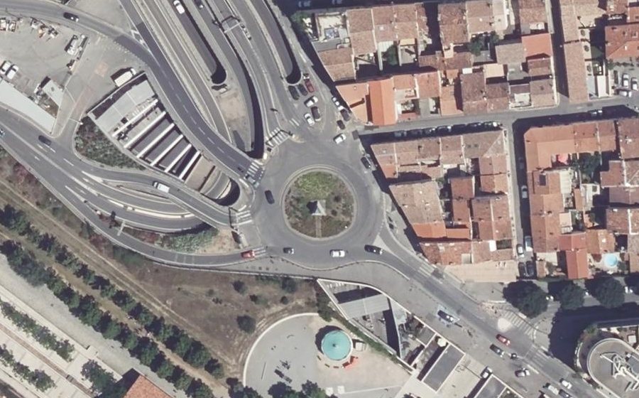 Vue aérienne du Rond-point de l'Europe Marcel Brion